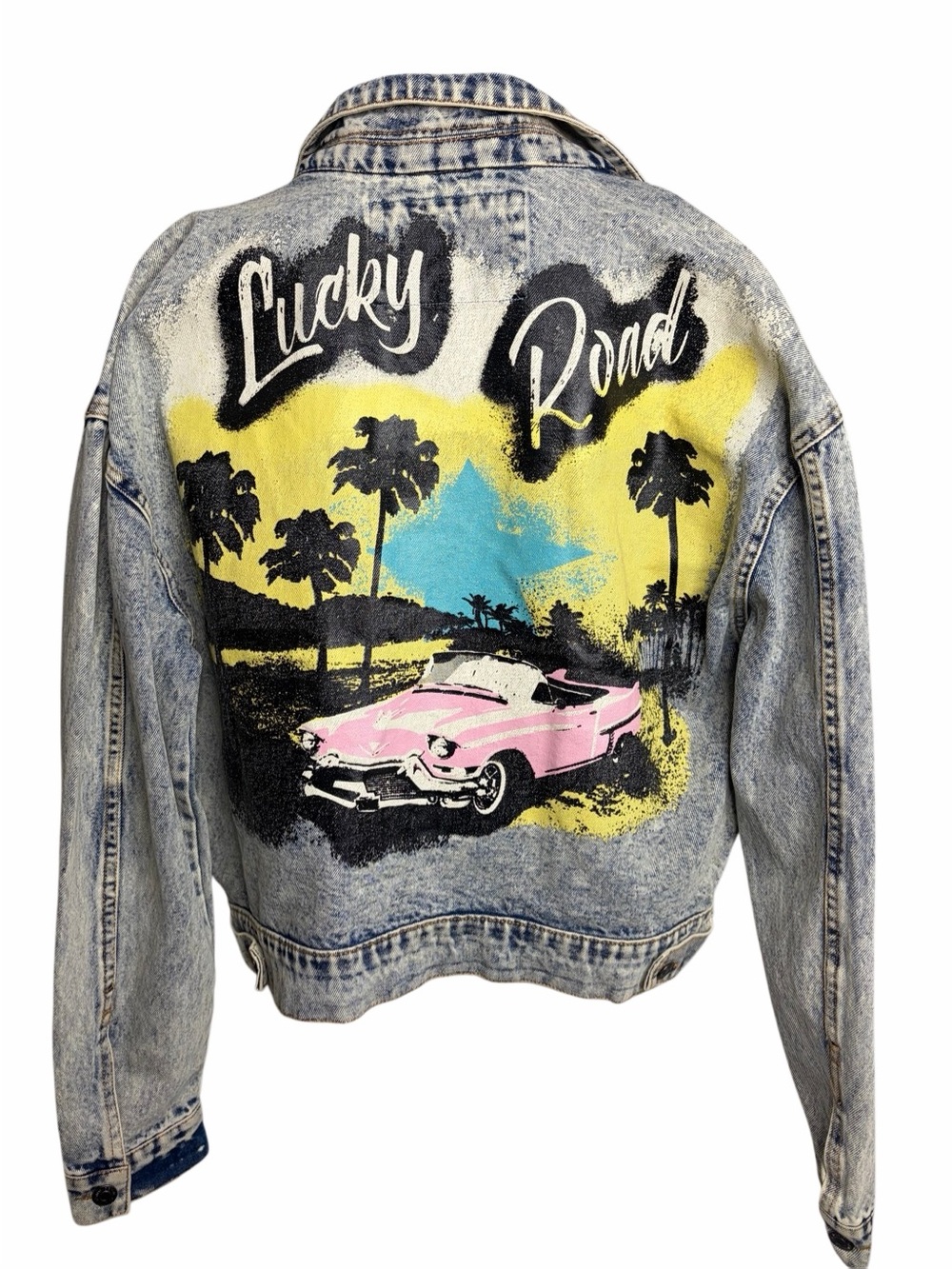 Ashley Vintage Charm Lucky Road Painted Denim Jacket Size Medium